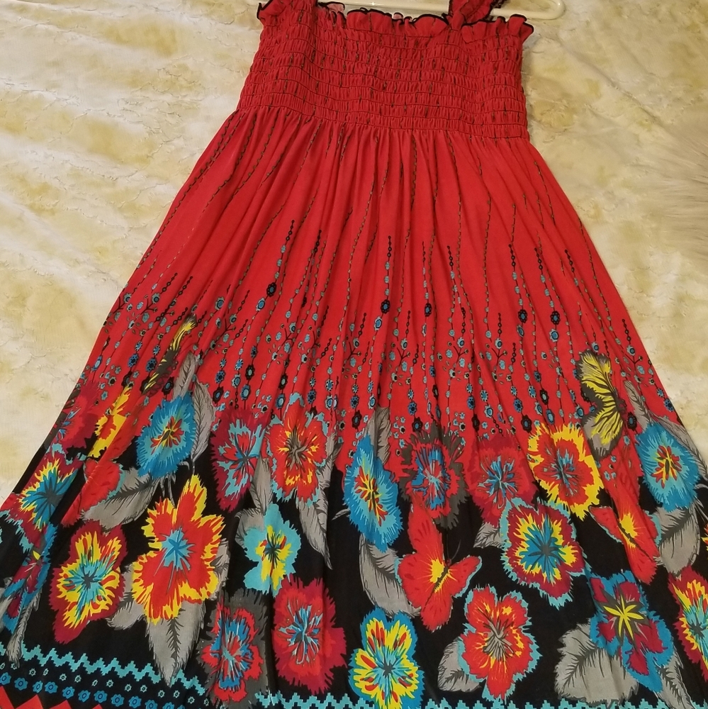 Dress with elastic top and straps